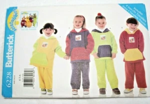 BUTTERICK SEWING PATTERN 6228 unisex child's hoodies and pants Telebubbies 4-5-6 - Picture 1 of 3