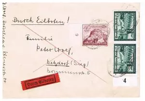 German 3rd Reich  cover- Letter mixed Franked  Durch Eilboten Speed ship - Picture 1 of 1