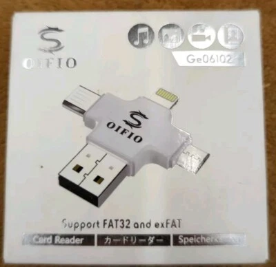 OIFIO Lightening + USB Mobile Card Reader Support FAT32 and exFAT 4 in 1 card Re - Image 1 of 4