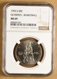 1995 S Olympics Basketball Commemorative Half Dollar NGC MS69 - Picture 1 of 2