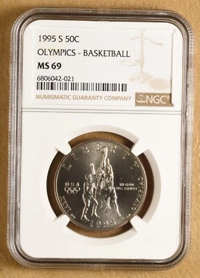 1995 S Olympics Basketball Commemorative Half Dollar NGC MS69 - Image 1 of 2