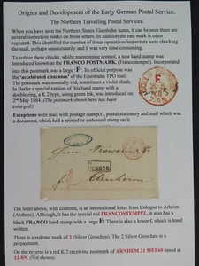Vorphila German Postal History Cologne to Arheim 1868 TPO accelerated clearance - Picture 1 of 9