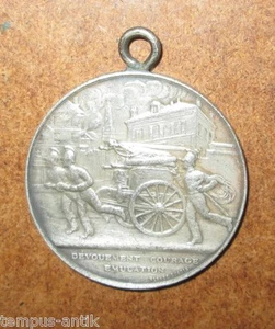 SOLID SILVER MEDAL FIREFIGHTERS & FIRE PUMP § - Picture 1 of 2