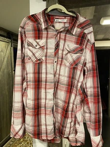 BKE Western Shirt Athletic Fit Size 2XL Plaid Red/White/Gray/Black - Picture 1 of 5