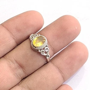 Natural Citrine 925 Sterling Silver Handmade Fine Ring All Size For Gift - Picture 1 of 4