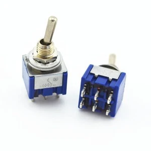 100Pcs 6 Pin 3 Position ON-OFF-ON DPDT Mini Latching Toggle Switch 125V/6A - Picture 1 of 1