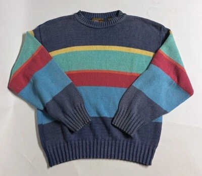 Suéter Tejido Algodón Rayas Multicolor Arco Iris Edición Auténtica USA XL De Colección Foto 1 de 4