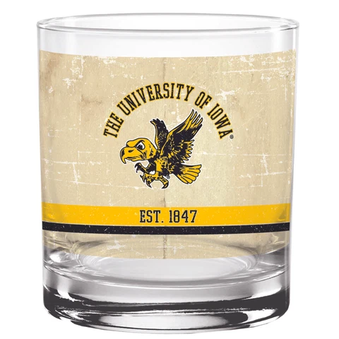 Iowa Hawkeyes 14oz. Vintage Retro Rocks Glass Cover