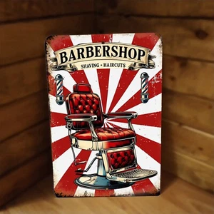 Cartel de metal de corte de pelo de afeitado de peluquería de diseño vintage envío de peluquería - Imagen 1 de 2