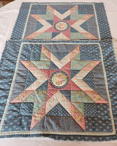 Vintage Cotton Fabric Pre-Printed Quilt Blocks 16" x 16" Square - Set of 2 - Picture 1 of 8