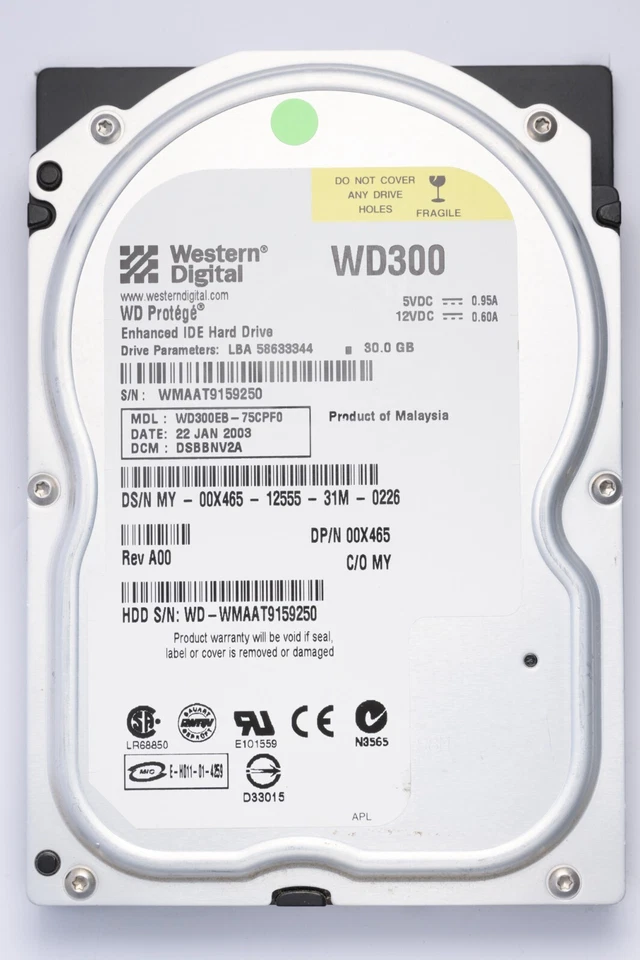 WD Protege 30GB IDE Desktop Hard Drive Model WD300EB-75CPF0 P/N WD300EB-75CPF0 - Image 1 of 2