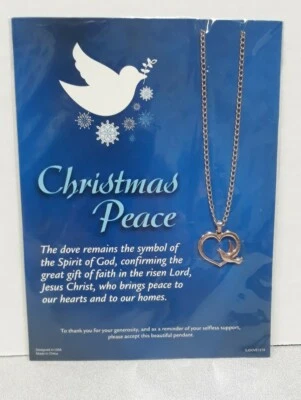 Collar Corazón Paloma Paz Navidad Tono Dorado Espíritu de Dios Jesucristo Foto 1 de 3