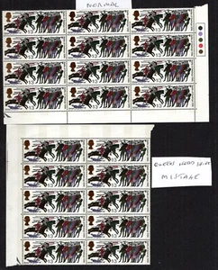 ERROR SG 705p-712p BLOCK OF 10 MAJOR GOLD SHIFT OF HEAD 1966 BATTLE OF HASTING - Picture 1 of 3