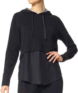 HUE Womens Long Sleeve Hoodie with Shirttail Black - Picture 1 of 1