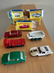 VINTAGE, 5 LESNEY MATCHBOX (Pipe Truck, Rolls Royce, G.T., Alvis Stalwart, M.G.) - Picture 1 of 7