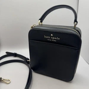 Kate Spade Daisy Vanity Saffiano Leather Crossbody Bag Black - Picture 1 of 17