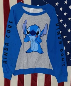 Disney Lilo & Stitch Pullover Graphic Sweatshirt Women’s 2XL Blue & Heather Gray - Picture 1 of 2