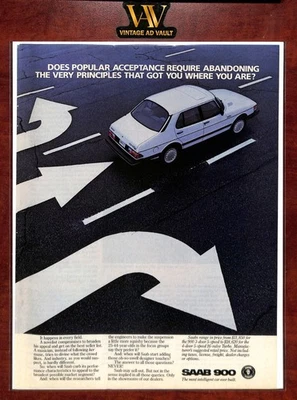 White Saab 900 Turbo Vintage Print Ad - Image 1 of 2