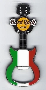 Abridor de botellas abridor de botellas imán Hard Rock Café Milan Milán Flag Guitar NUEVO - Imagen 1 de 1
