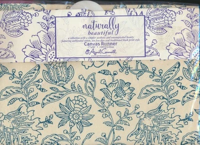 April Cornell Naturally Beautiful  17” x 90” Canvas Table Runner - Blue Floral - Image 1 of 2