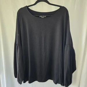 Ava & Viv Lantern Sleeve Top Black Women's 4X Base Layer Goth Dark Fairy - Picture 1 of 8