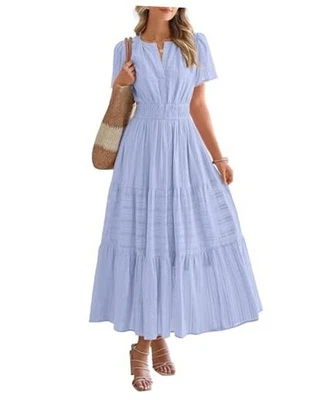  Maxi vestidos midi informales de verano 2025 para mujer ligeros medianos azules claros Foto 1 de 4