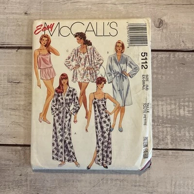 McCalls 5112 Sewing Pattern Sleepwear Robe Lingerie Nightgown Miss Size XS UNCUT - Image 1 of 3