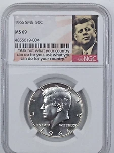 1966 SMS MS 69 KENNEDY NGC SMS MS 69 - Picture 1 of 2