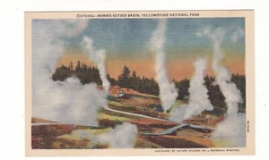 Norris Geyser Basin / Yellowstone / Wyoming / cartolina d'epoca in lino / Haynes - Foto 1 di 2