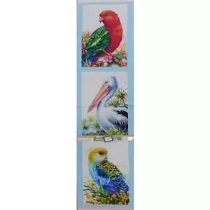 Patchwork Quilting Sewing Fabric B Aussie Birds CEC Panel 30x110cm - Picture 1 of 5