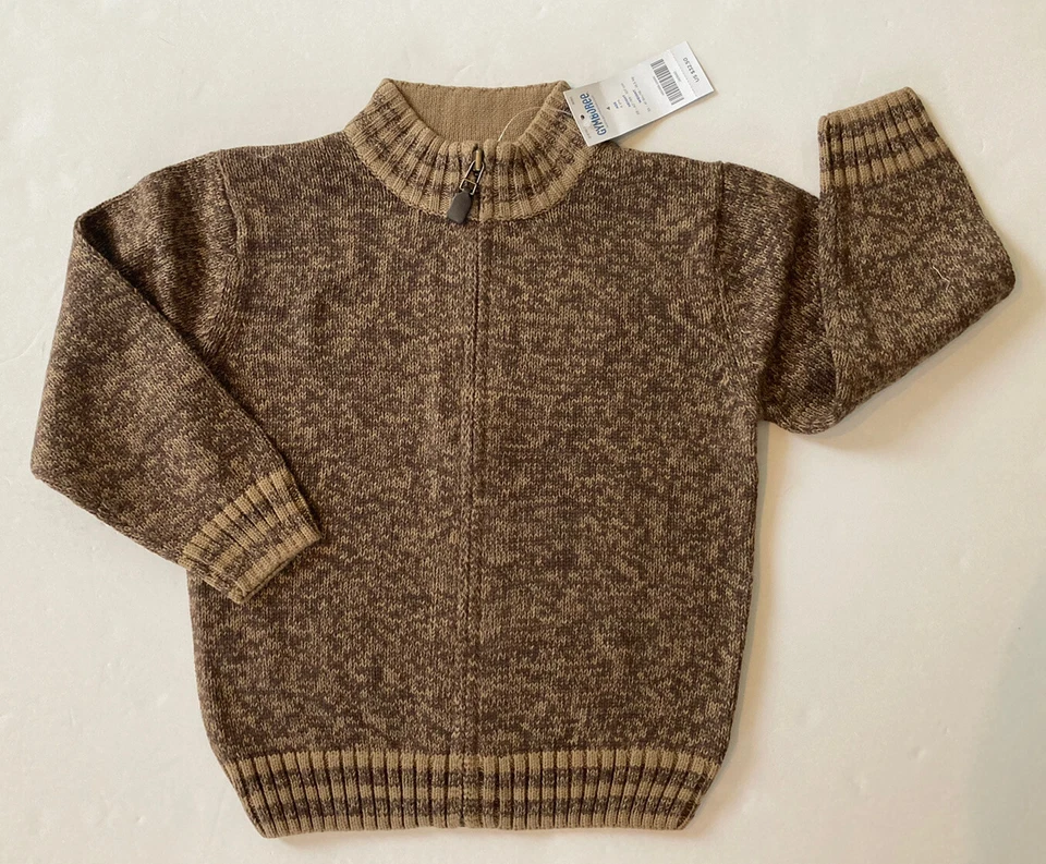 NWT Gymboree Moose Lodge 4 4T Brown Marled Zip Front Cardigan Sweater - Image 1 of 1
