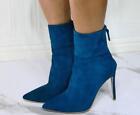 Womens Fashion Pointy Toe Zipper Faux Suede Ankle Boots Sexy Party High Heels 