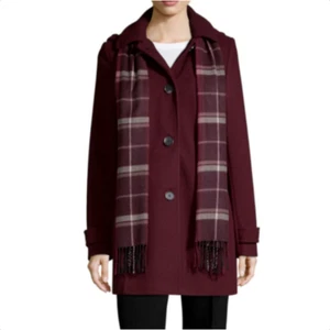 St. John's Bay Heavyweight Hooded Peacoat Port Wine NWT - Picture 1 of 3