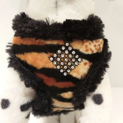 Hundegeschirr Leo Glitzer Softgeschirr Chihuahua Pomeranian Hunde Winter Plüsch - Bild 1 von 4