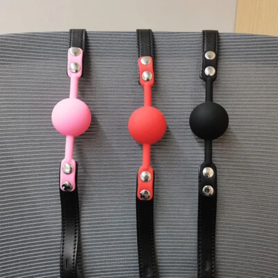Silicone Open Mouth Ball Gag Bondage Restraints Bite Ball Breathable Harness SM - Image 1 of 4