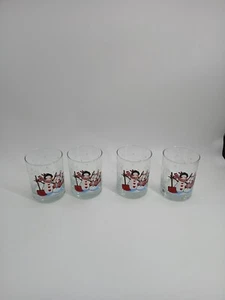 (Set Of 4) Vintage Snowman Rock Drinking Glasses "Let It Snow" PreOwned  - Picture 1 of 10