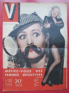 MARILYN MONROE - VERY RARE 1949 FRENCH MAGAZINE "V" - COVER ONLY - Picture 1 of 6