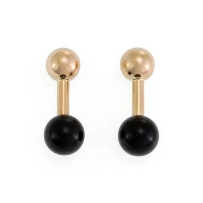 Tiffany & Co. Ball Cufflinks Vintage Onyx 14k Yellow Gold - Image 1 of 4