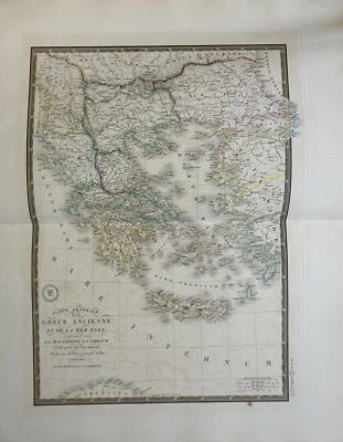 Ancient Greece Macedonia Athens Sparta 1829 Brue large detailed map hand color - Image 1 of 3
