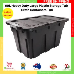 60L Heavy Duty Large Plastic Storage Tub Container that comes with a lid NEW AU - Picture 1 of 8