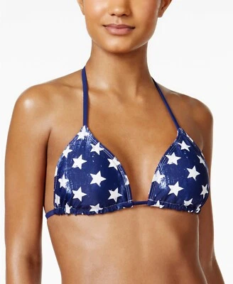 California Waves USA Reversible Printed Bikini Top Blue Multi Small Size  - Image 1 of 3