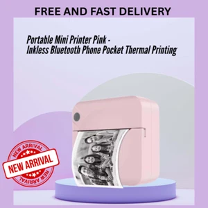 Portable Mini Printer Pink - Inkless Bluetooth Phone Pocket Thermal Printing - Picture 1 of 5