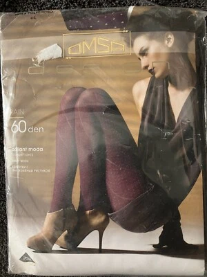 Meia-calça OMSA PURPLE POLKA DOT "RAIN" tamanho 4 grande feita na Itália - Imagem 1 de 2