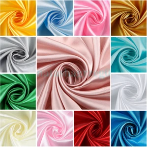 NEW Silky Satin Fabric Dress Craft soft Plain Luxury Wedding Material 150cm Wide - Picture 1 of 43