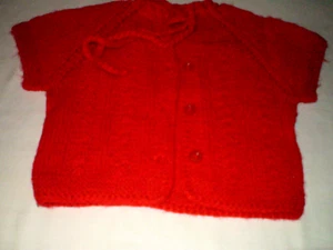 Handmade red children's vest with buttons - Picture 1 of 7