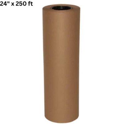 24" x 250 ft Brown Kraft Paper Recycled Roll Packaging Shipping Wrapping - Image 1 of 4