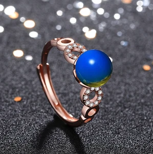Natural Amber Crystal Ring Band 18K Gold Plated Handmade Gemstone Gift For Her - Picture 1 of 5