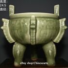 10" Song Dynasty Green Porcelain Pottery 3 Foot Incense Burner Censer Ding