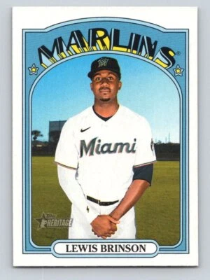2021 Topps Heritage SP #708 Lewis Brinson - FREE SHIPPING! - Image 1 of 2
