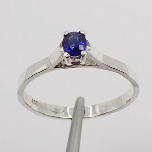 0.28ct Oval Fine Blue Australian Sapphire Gemstone Ring 925 Sterling Silver - Picture 1 of 11
